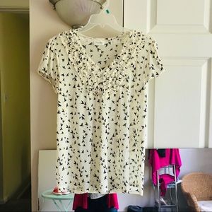 Lightweight Bird Pattern Blouse